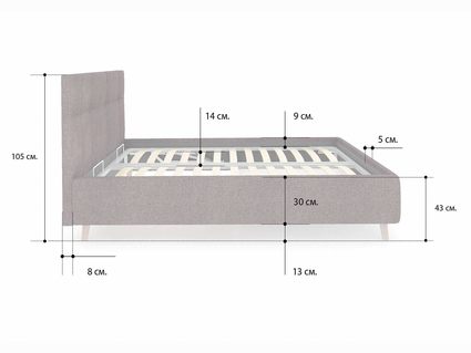 Кровать Сонум Bella Рогожка Льняная (с подъемным механизмом) 80х190