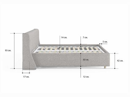 Кровать Сонум Barcelona Рогожка Пепельная (с подъемным механизмом) 180х190
